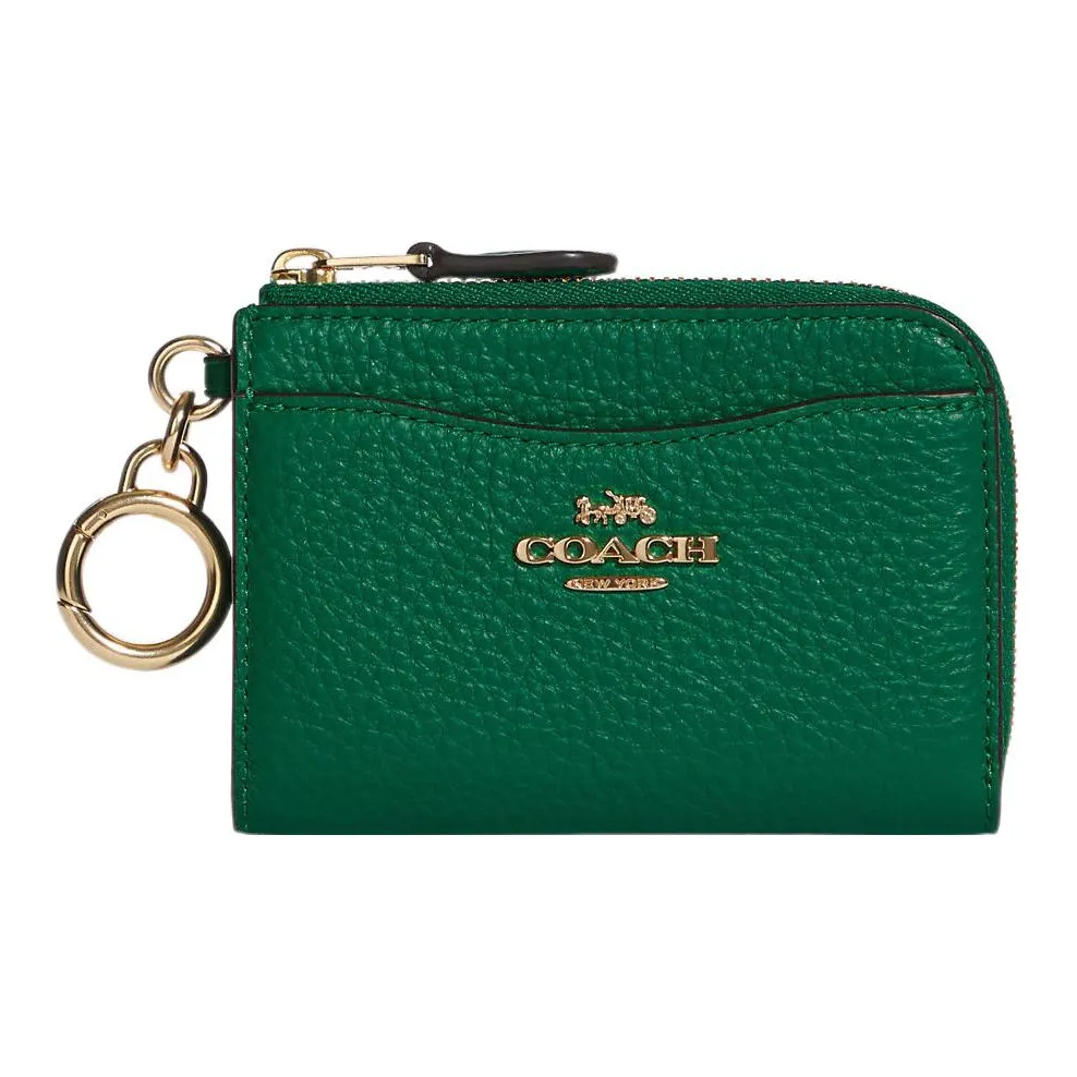COACH Card Case Кожаный кошелек держатель для карт женский зеленый