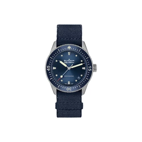 BLANCPAIN Автоматический Механический Движение Мужские FIFTY FATHOMS Часы 38 мм Синий