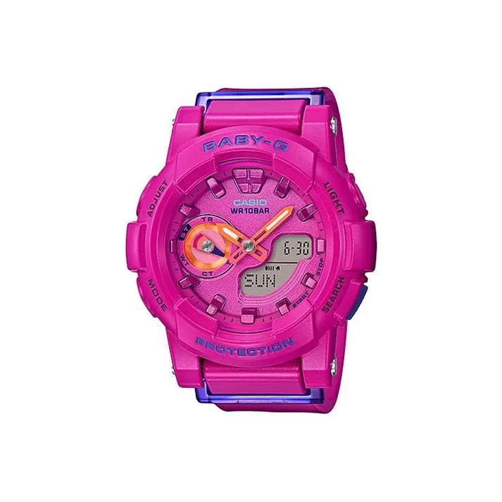 CASIO Малыш G Коллекция Кварцевый механизм Смольный ремешок Часы Женские Розовый циферблат Часы BGA 185FS 4A
