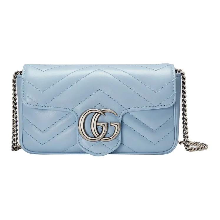 GUCCI GG Marmont Leather Crossbody Bag, Shoulder Bag Women's Blue & Candy & Unicorn Colors