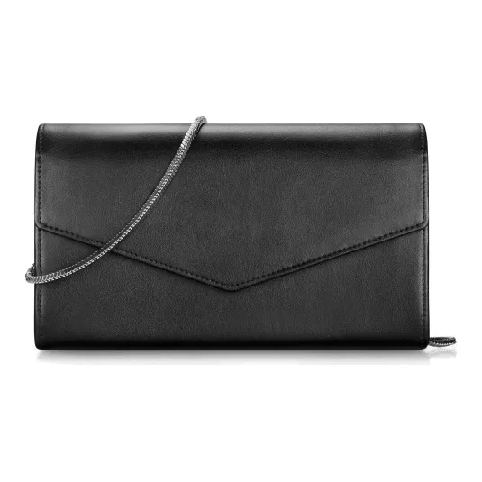 INJOYLIFE Cow Leather Chain Bag, Small Square Crossbody Bag, Shoulder Bag Women's Black