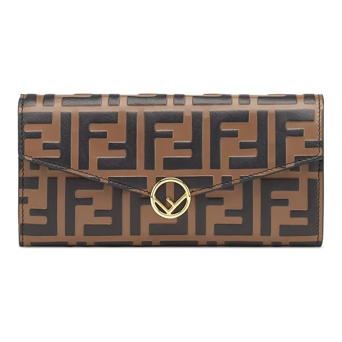 FENDI Calfskin Wallet Women's Brown