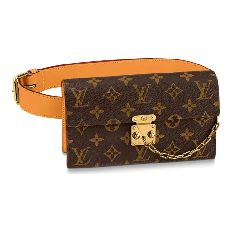 LOUIS VUITTON S Lock Belt Pouch Monogram Pm Brown