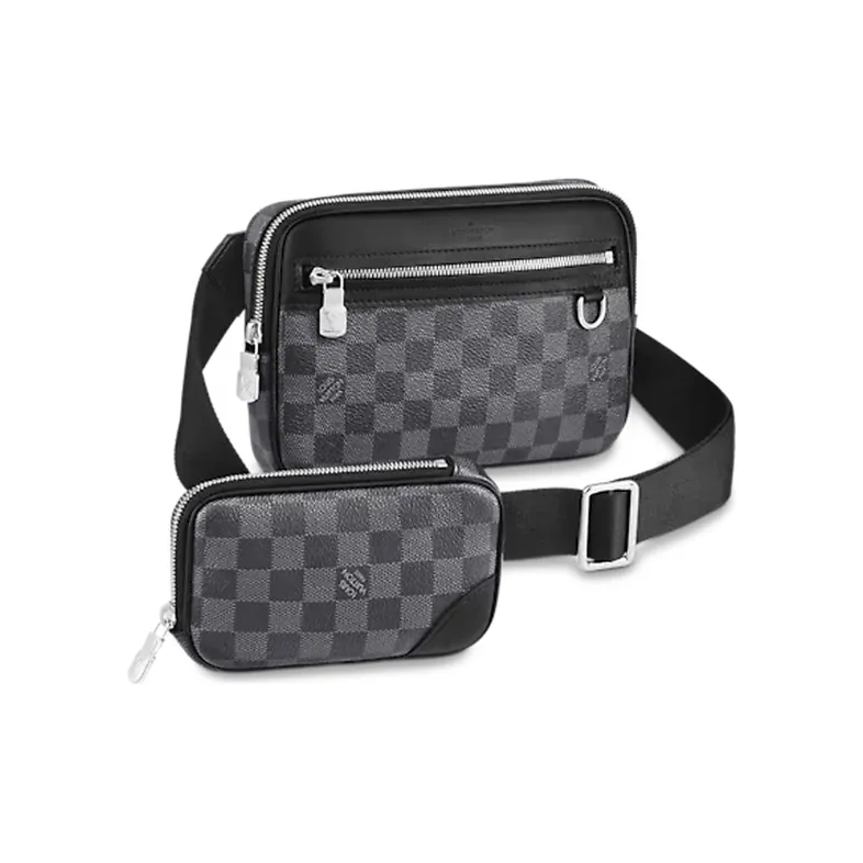 LOUIS VUITTON Messenger Calfskin Messenger Bag 2 in 1 Shoulder Bag, Crossbody Bag Regular Women's Black