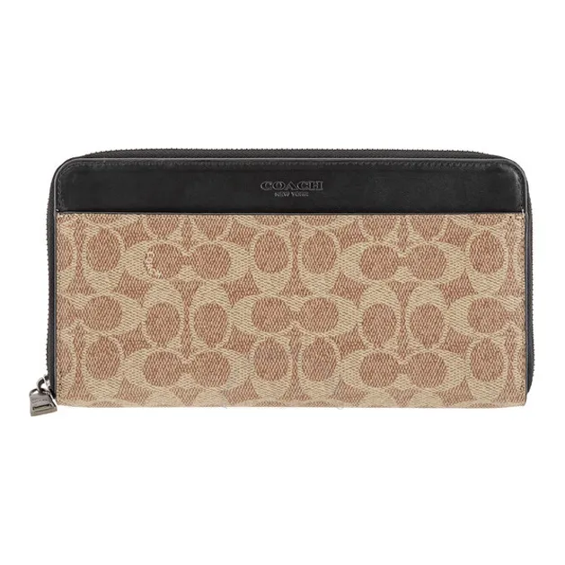 COACH Монограмма Холст и Кожа Клатч Кошелек Мужской Коричневый