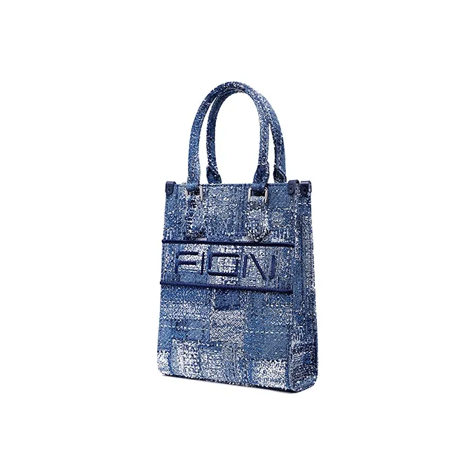FION Fabric Tote Bag, Shopping Bag, Crossbody Bag, Handbag Regular Women's Dark Blue