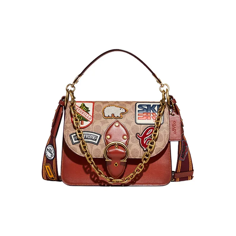 COACH Beat Кожа Сумка через плечо Сумка Обычная Женская Кирпично-красная