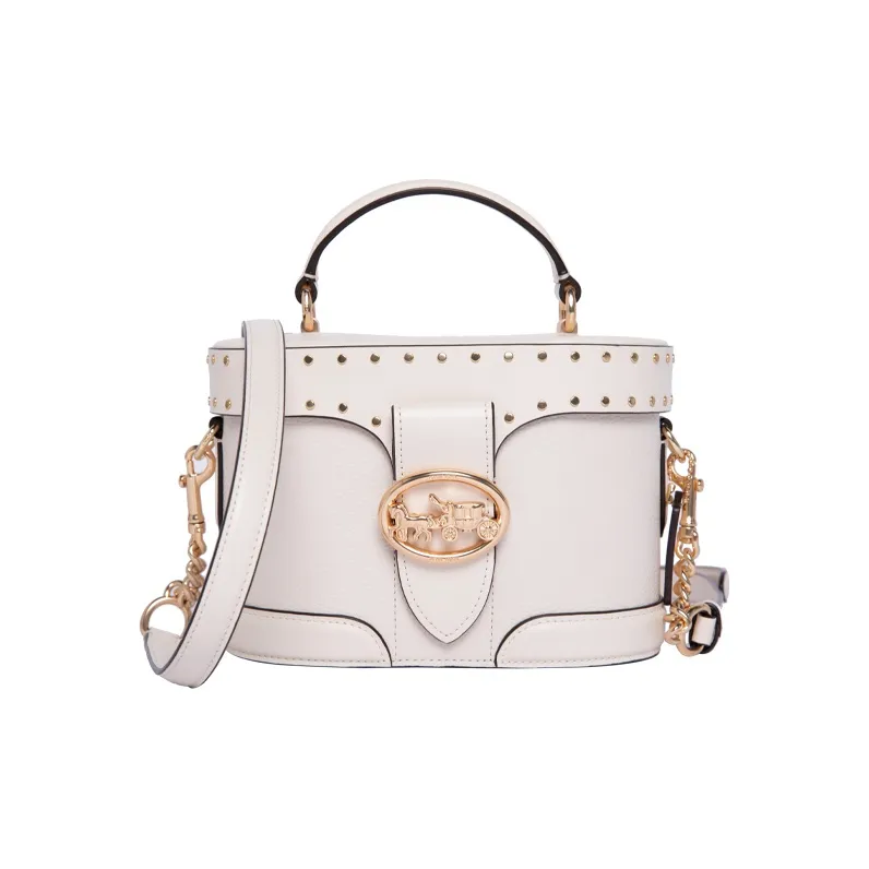 COACH Georgie Leather Box Bag Handbag Shoulder Bag Crossbody Bag Small Size Women's White