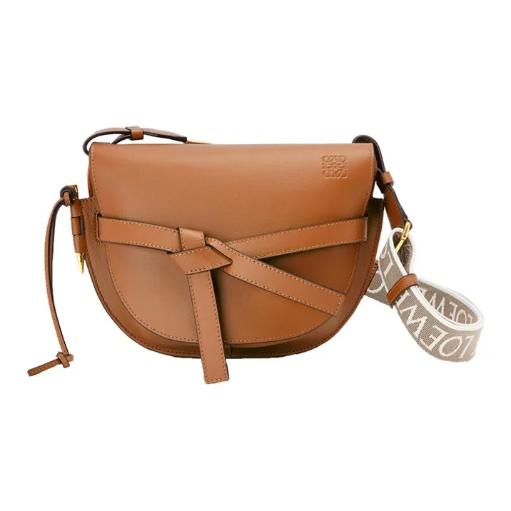 LOEWE Gate Fabric With Calfskin Saddle Bag, Shoulder Bag, Crossbody Bag Trumpets Women's Brown
