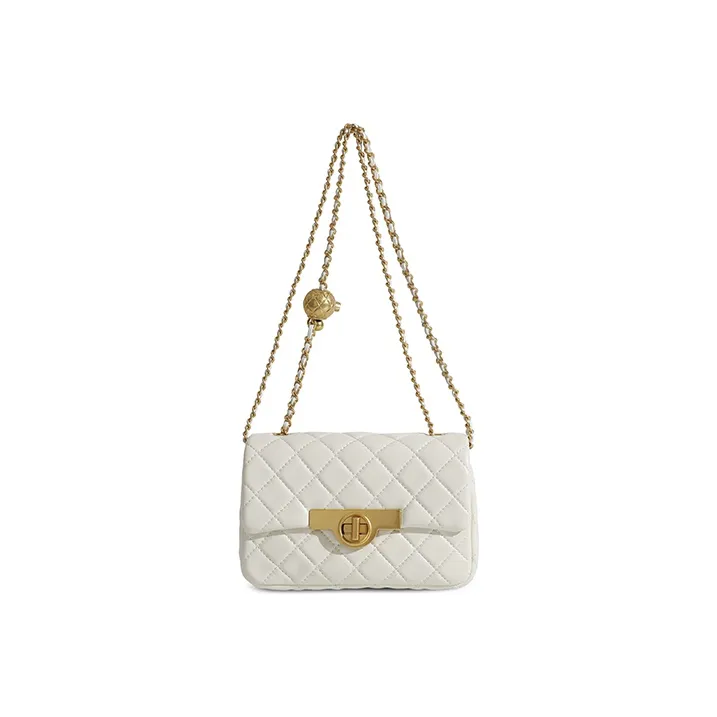 Miss Kung Sheepskin Small Square Bag Chain Shoulder Bag Mini Women's White