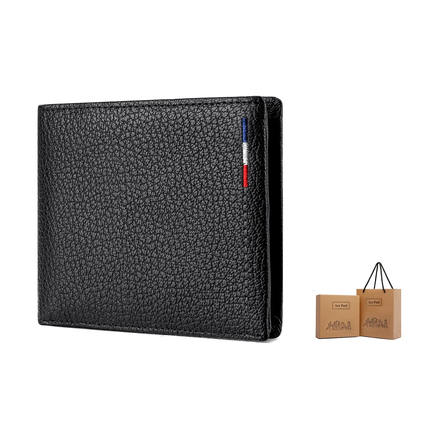Ace Paul Кошелек из крупнозернистой текстуры коровьей кожи стандартный мужской черный