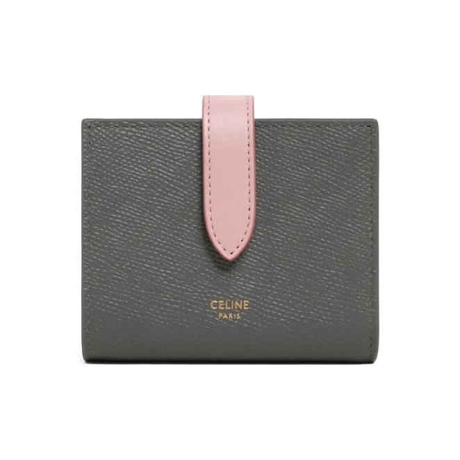 CELINE Cow Leather Wallet Trumpets Women's Gray/Vintage Pink