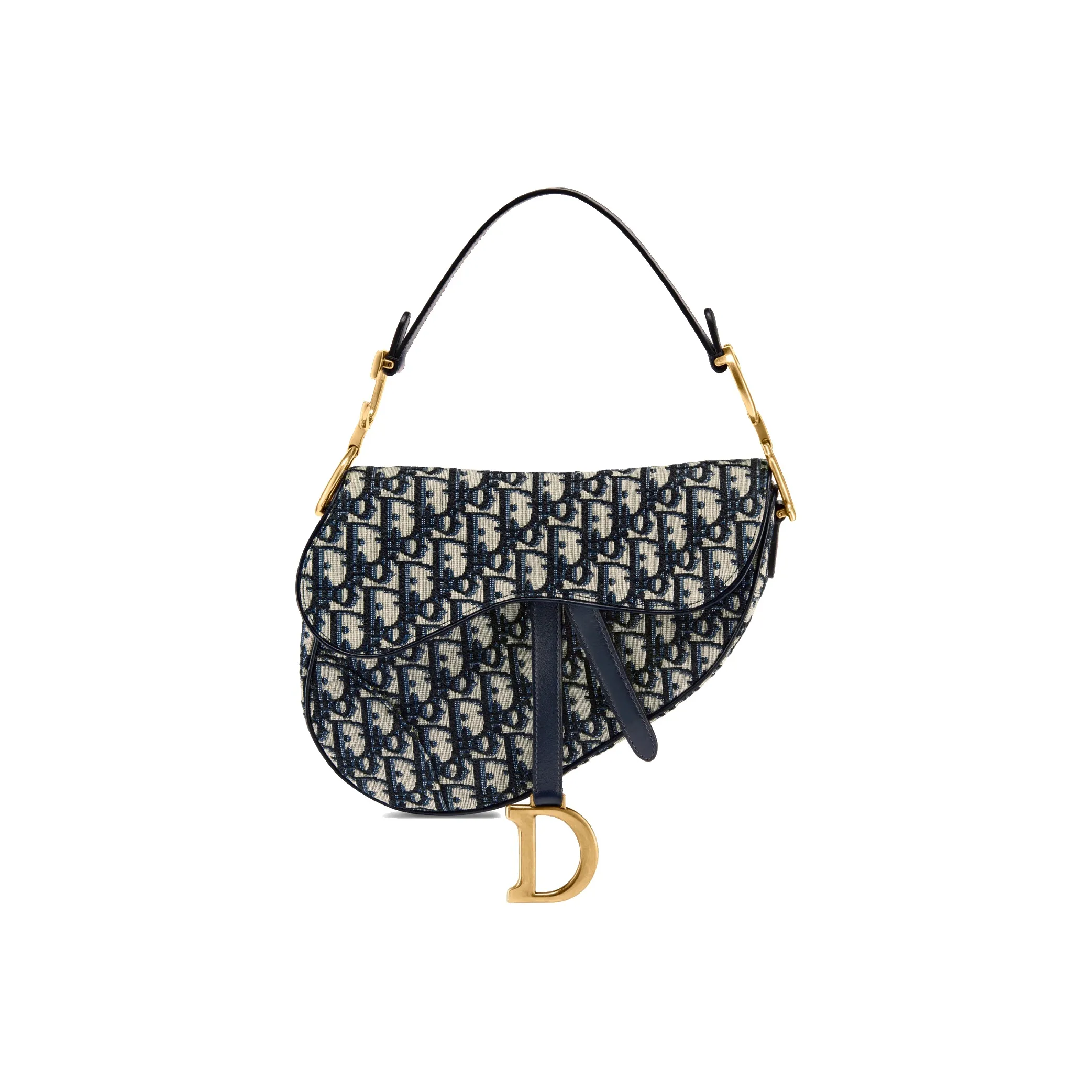 DIOR Saddle Jacquard Canvas With Leather Saddle Bag Handbag, Shoulder Bag, Crossbody Bag Medium Size Women's Denim Blue
