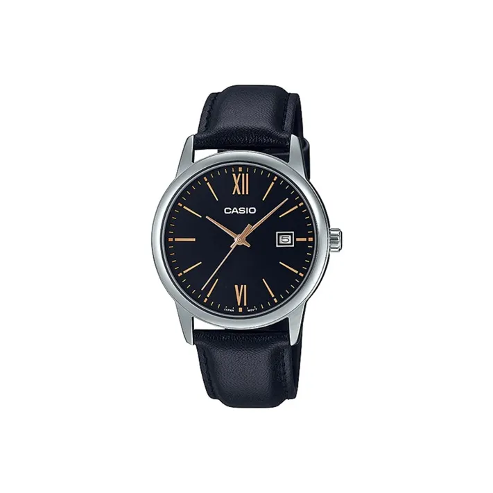 CASIO Standard Series Кварцевый механизм Кожаный ремешок Часы Мужские Черный циферблат