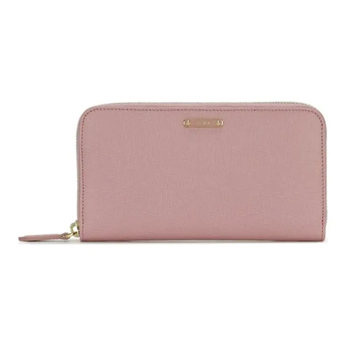 FENDI Leather Long Zip Closure Wallet Women's Dusty Pink, Candy