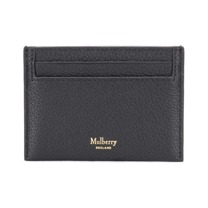 Mulberry Grain Leather Wallet, Card Holder Women's Black