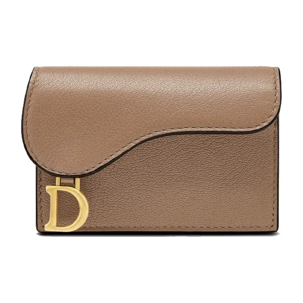 DIOR Sheepskin Card Holder Trumpets Women's Warm Taupe