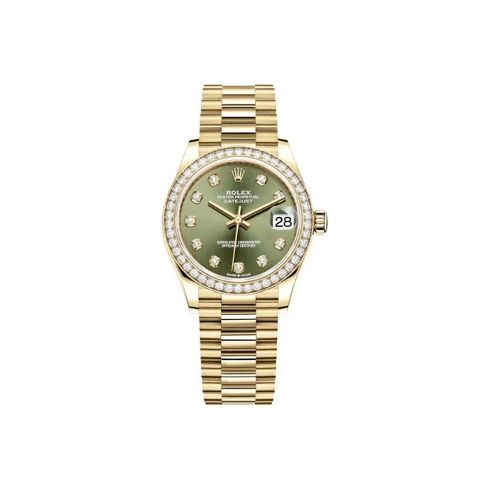 ROLEX Log Series Automatic Mechanical Movement Women's Watch 31mm Green Dial 18ct Gold Watch Case