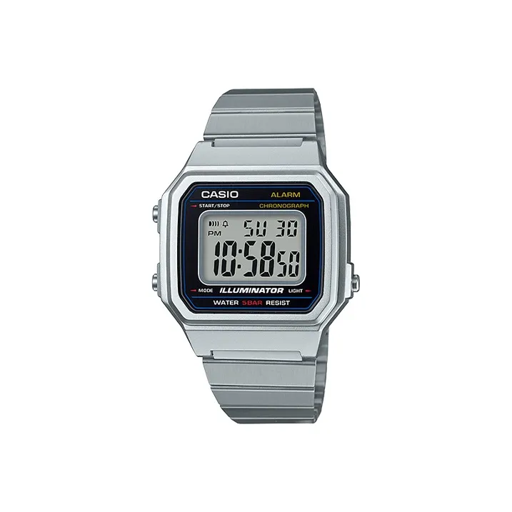 CASIO Vintage Collection Кварцевый механизм Блок Нержавеющая сталь Ремешок Часы Мужские Черный циферблат