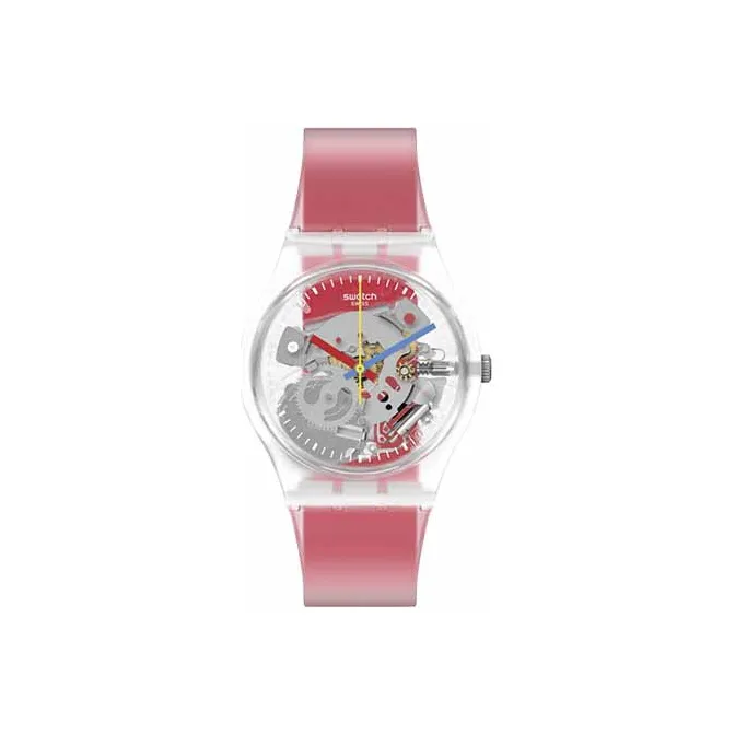 SWATCH Original Collection Кварцевый механизм Унисекс Часы 34 мм Черепный циферблат Пластиковый корпус Часы Силиконовый ремешок