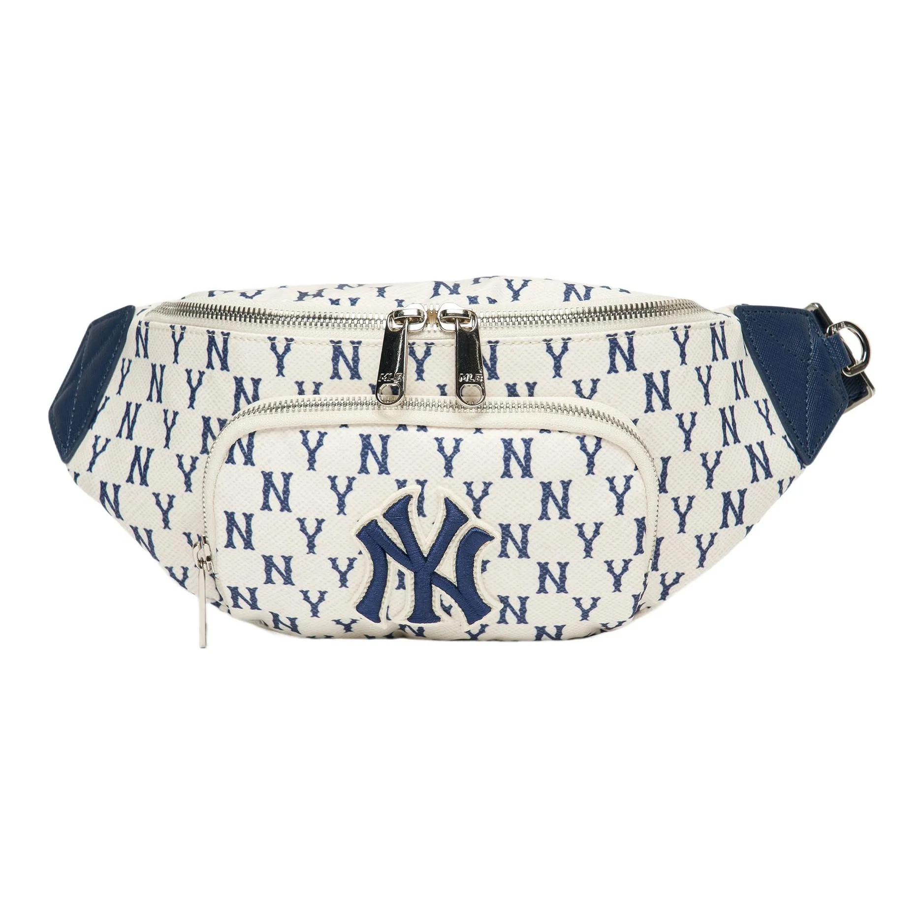 MLB Monogram Collection Polyester Combo Bag, One Shoulder Crossbody Fanny Pack Regular Unisex Cream White