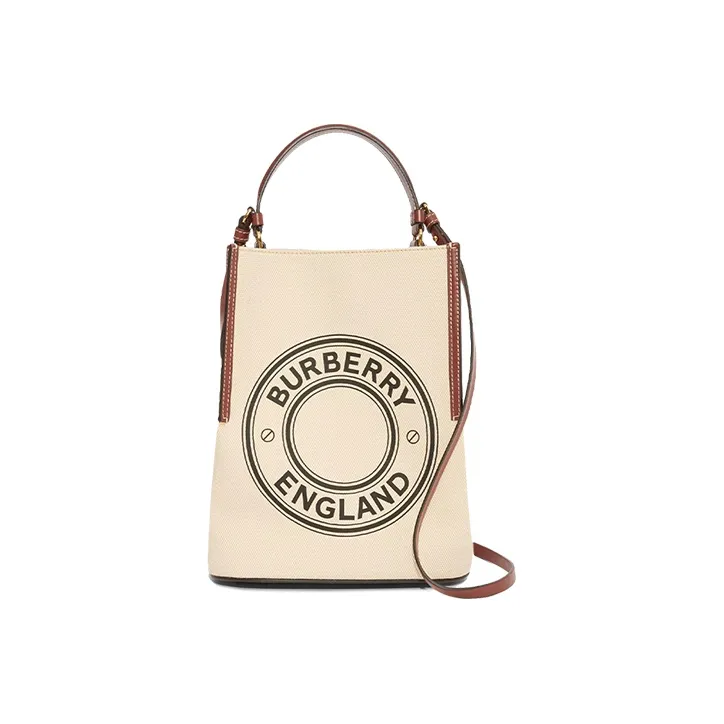 Burberry Cotton Canvas Bag, Bucket Bag, Shoulder Bag, Crossbody Bag, Handbag Trumpets Women's Natural/Tan