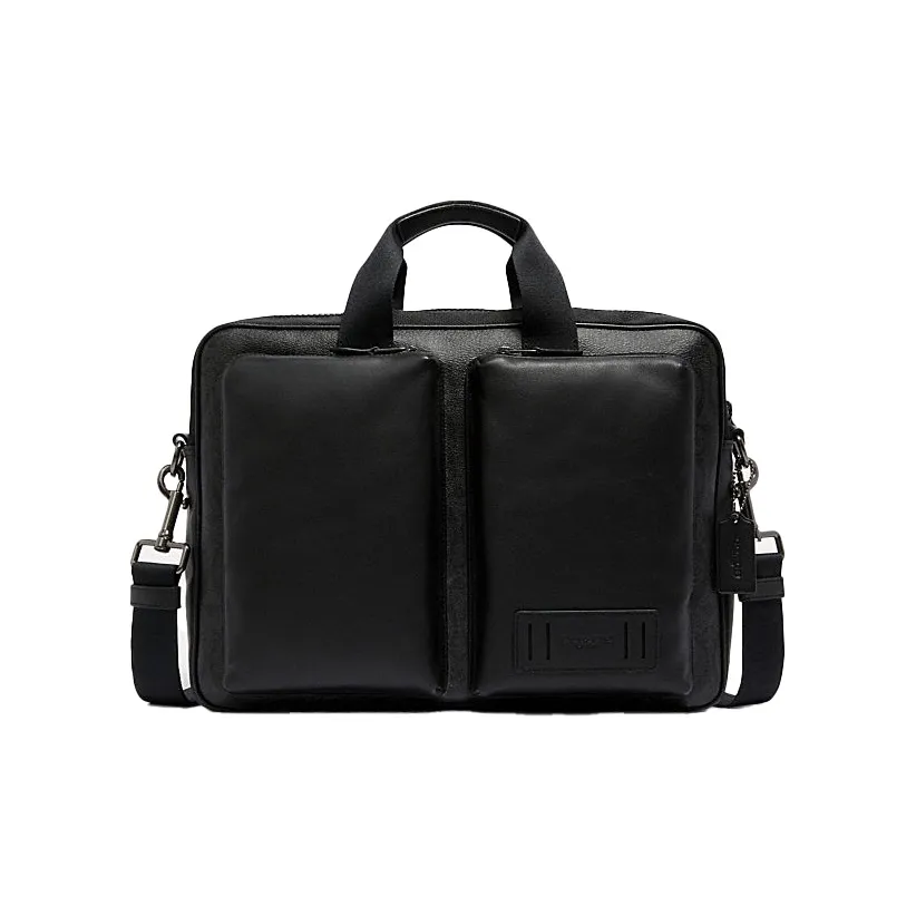 COACH Rider Cow Leather Laptop Bag Briefcase One Shoulder Handbag Large Size Men's Black