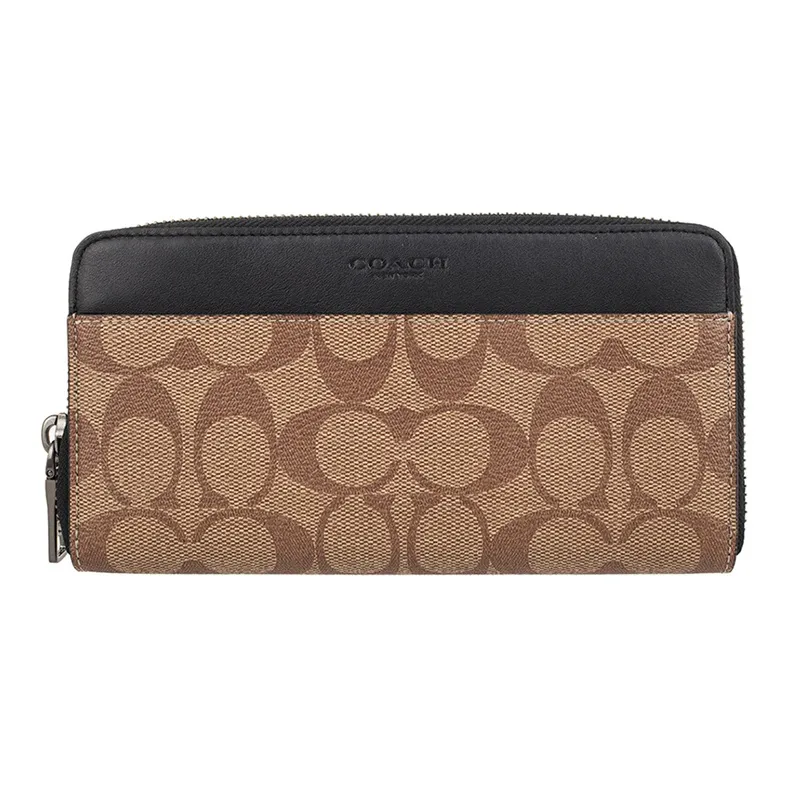 COACH Accordion Wallet PVC Accordion Bag Wallet Men's Khaki Brown