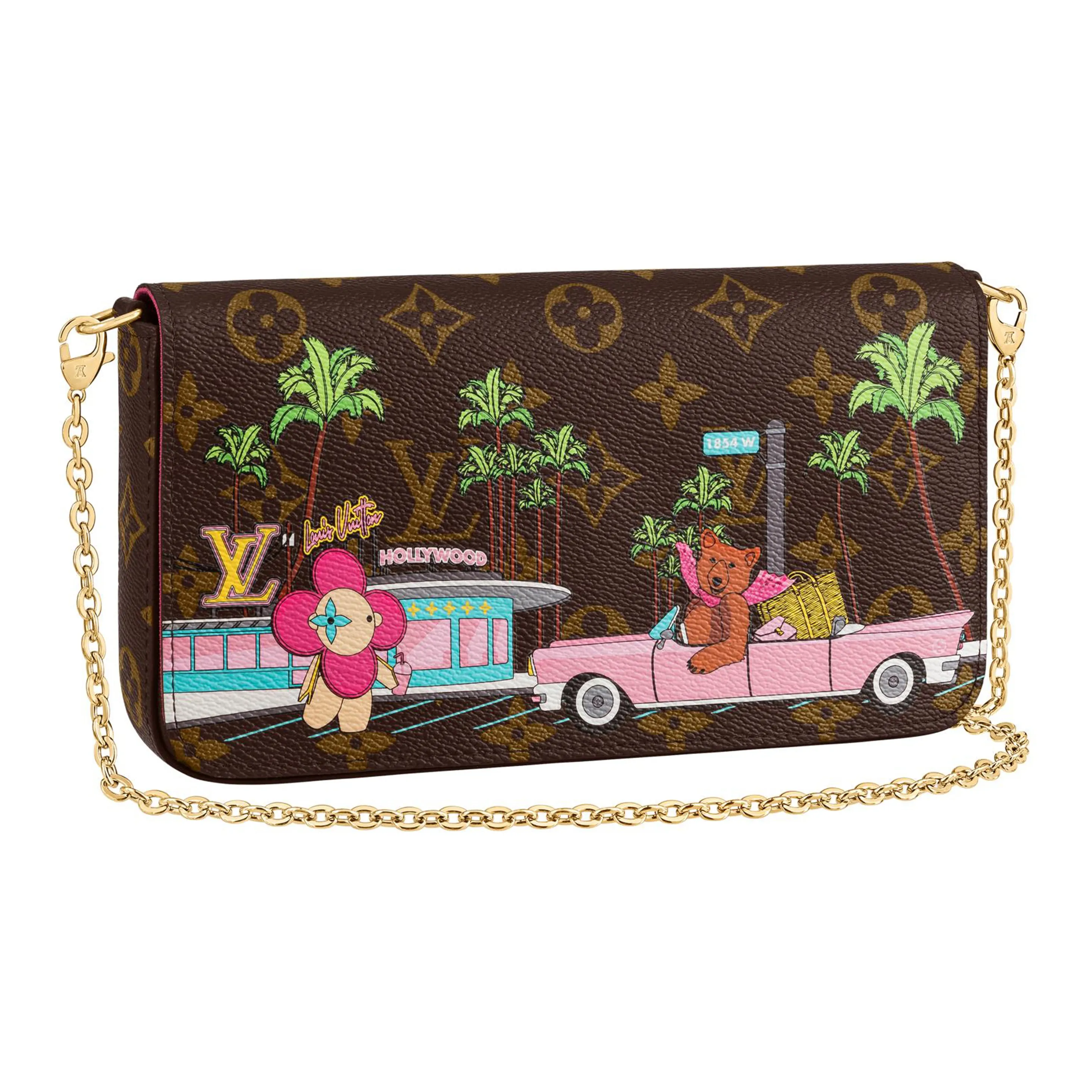 LOUIS VUITTON Pochette Felicie With Removable Zipped Pocket And 8 Slot Flat Pocket Monogram Vivienne Fuchsia Pink