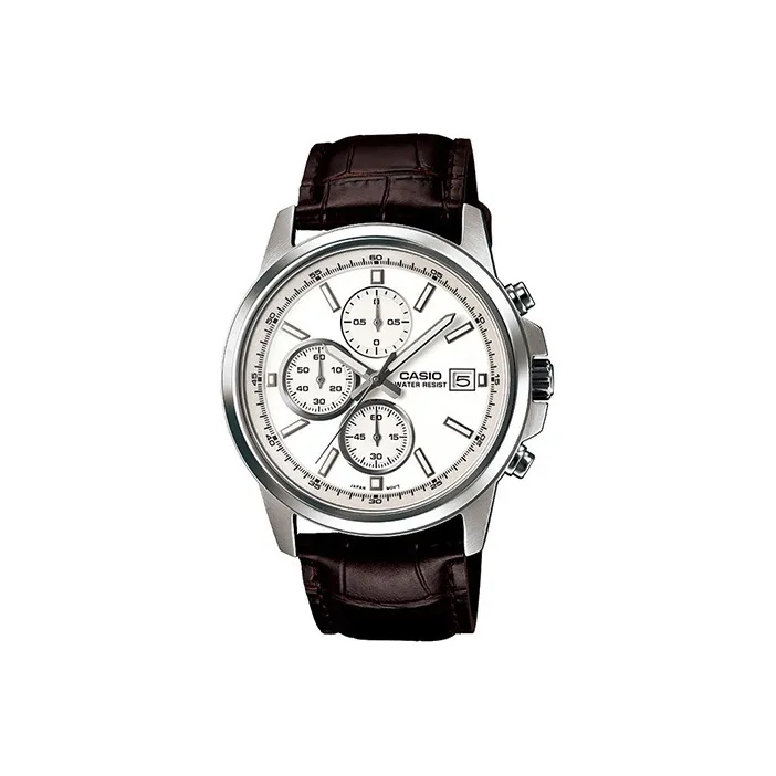 CASIO EDIFICE Collection Кварцевый механизм натуральная кожа ремешок мужские часы белый циферблат