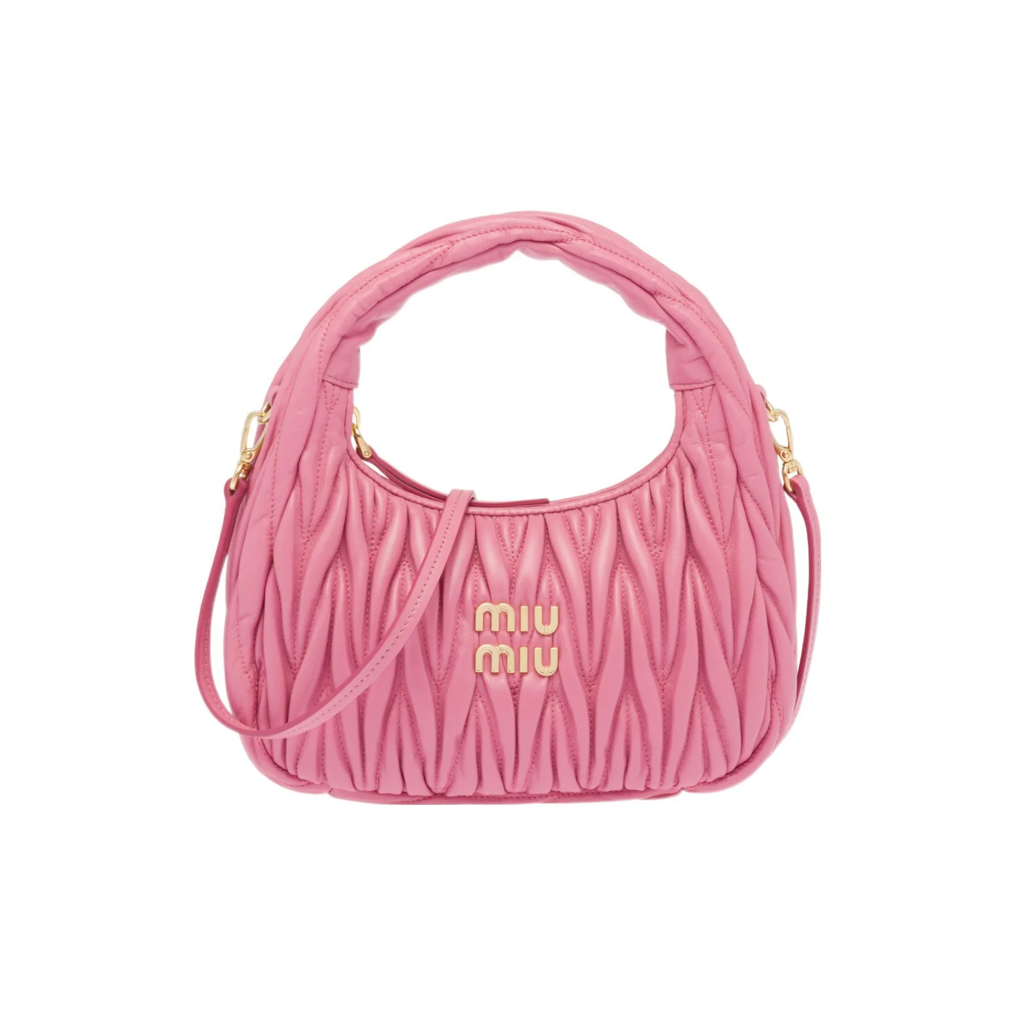 MIU MIU Wander Series Soft Sheep Leather Hobo Bag, Shoulder Bag Regular Women's Begonia Pink