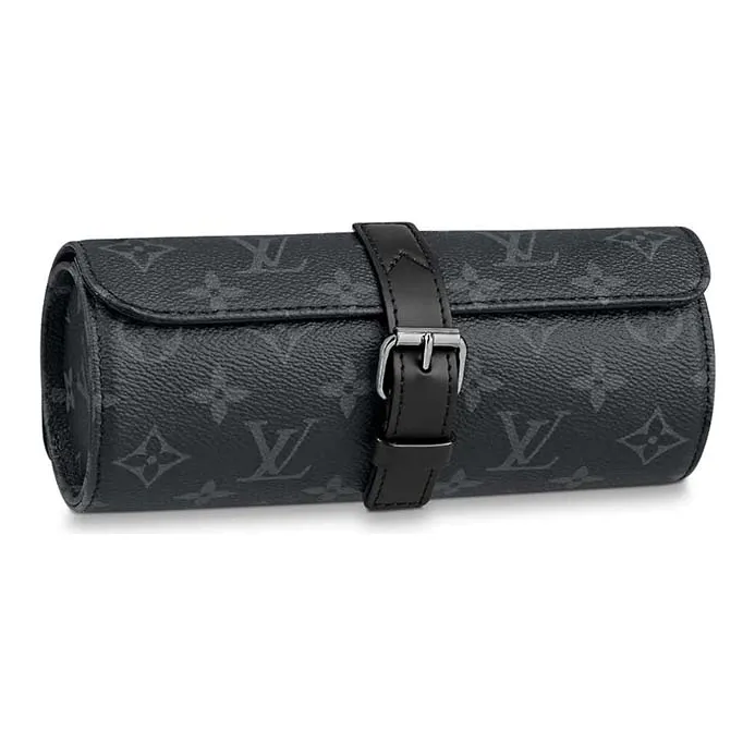 LOUIS VUITTON 3 Watch Case Monogram Eclipse Black