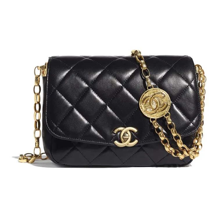 CHANEL Sheepskin Gold Coin Bag, Crossbody Bag, Shoulder Bag Women's Black