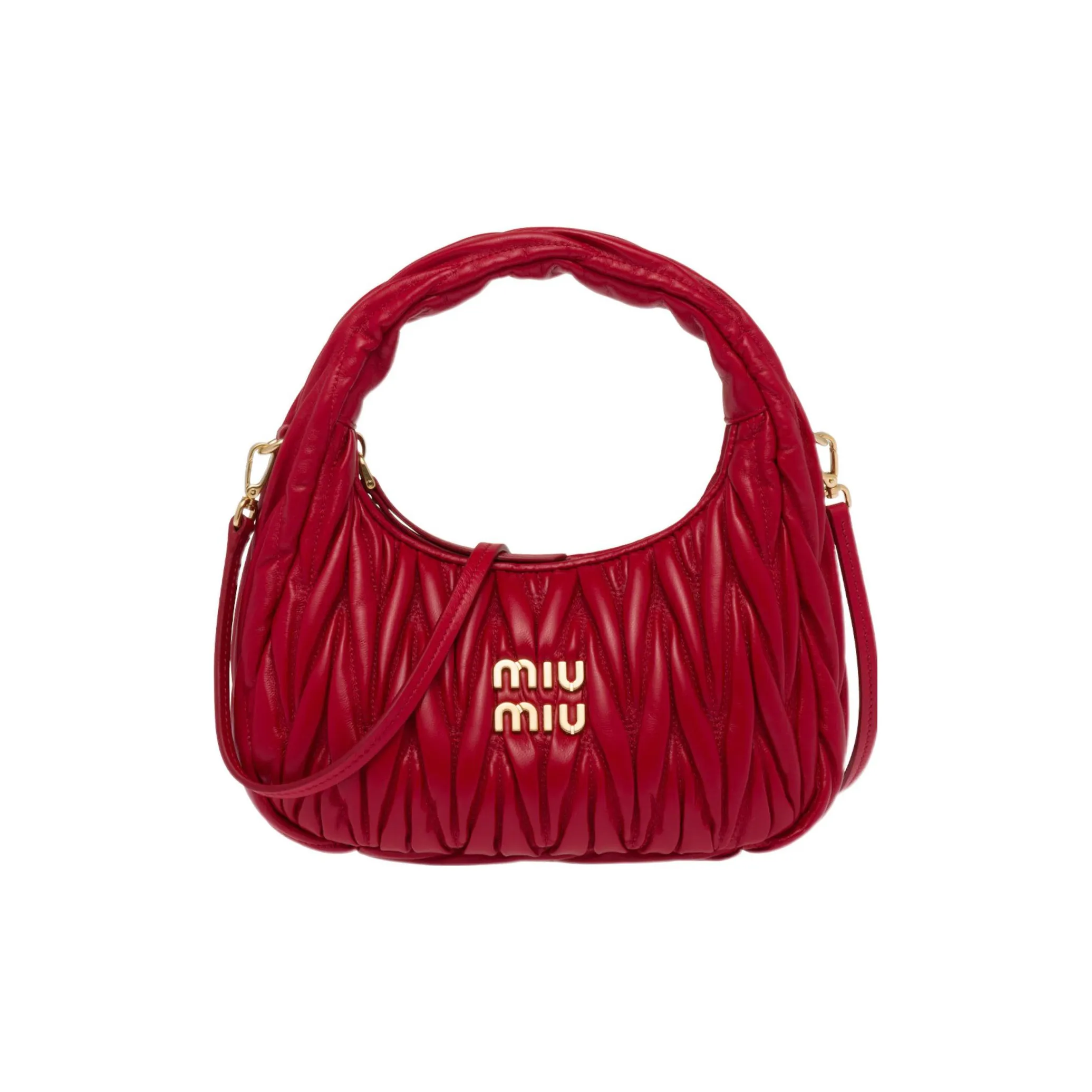 MIU MIU Sheepskin Hobo Bag, Shoulder Bag Women's Red