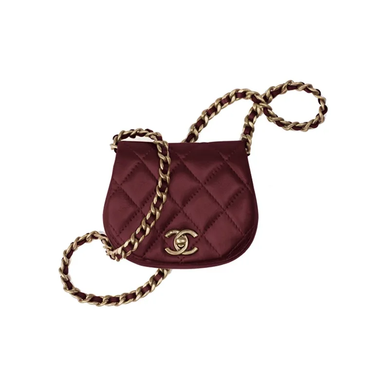CHANEL Calfskin Shoulder Bag, Crossbody Bag Women's Burgundy