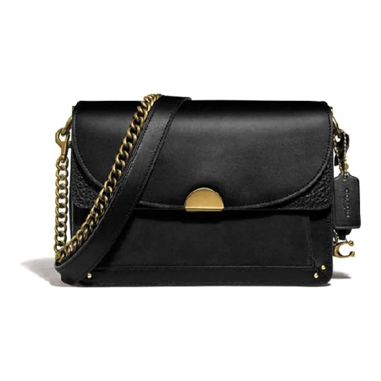 coach Midnight Leather Chain Bag Shoulder Bag Crossbody Bag Large Size Women's Black