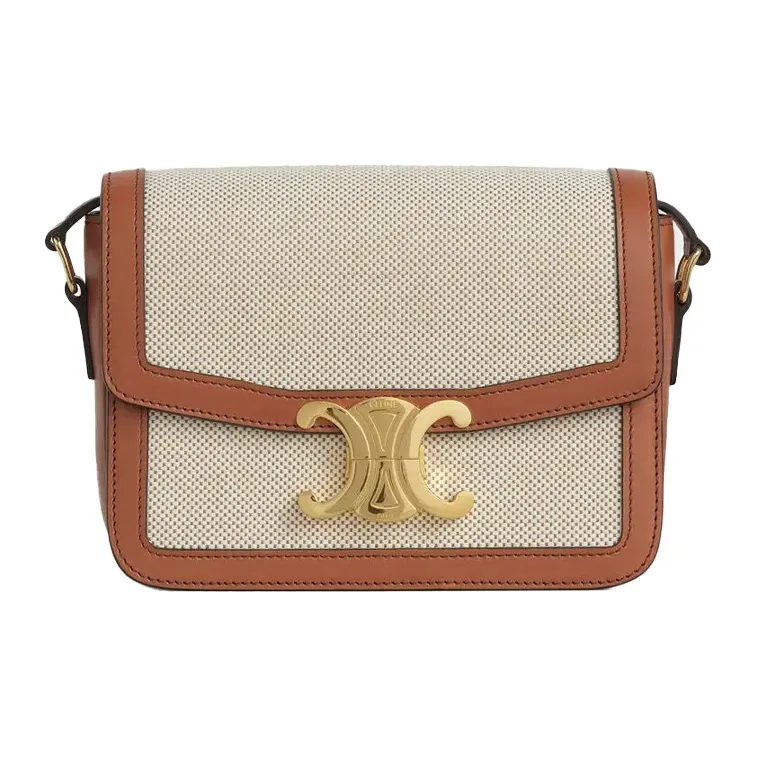 CELINE Textile, Cow Leather Shoulder Bag, Crossbody Bag, Shoulder Bag Women's White