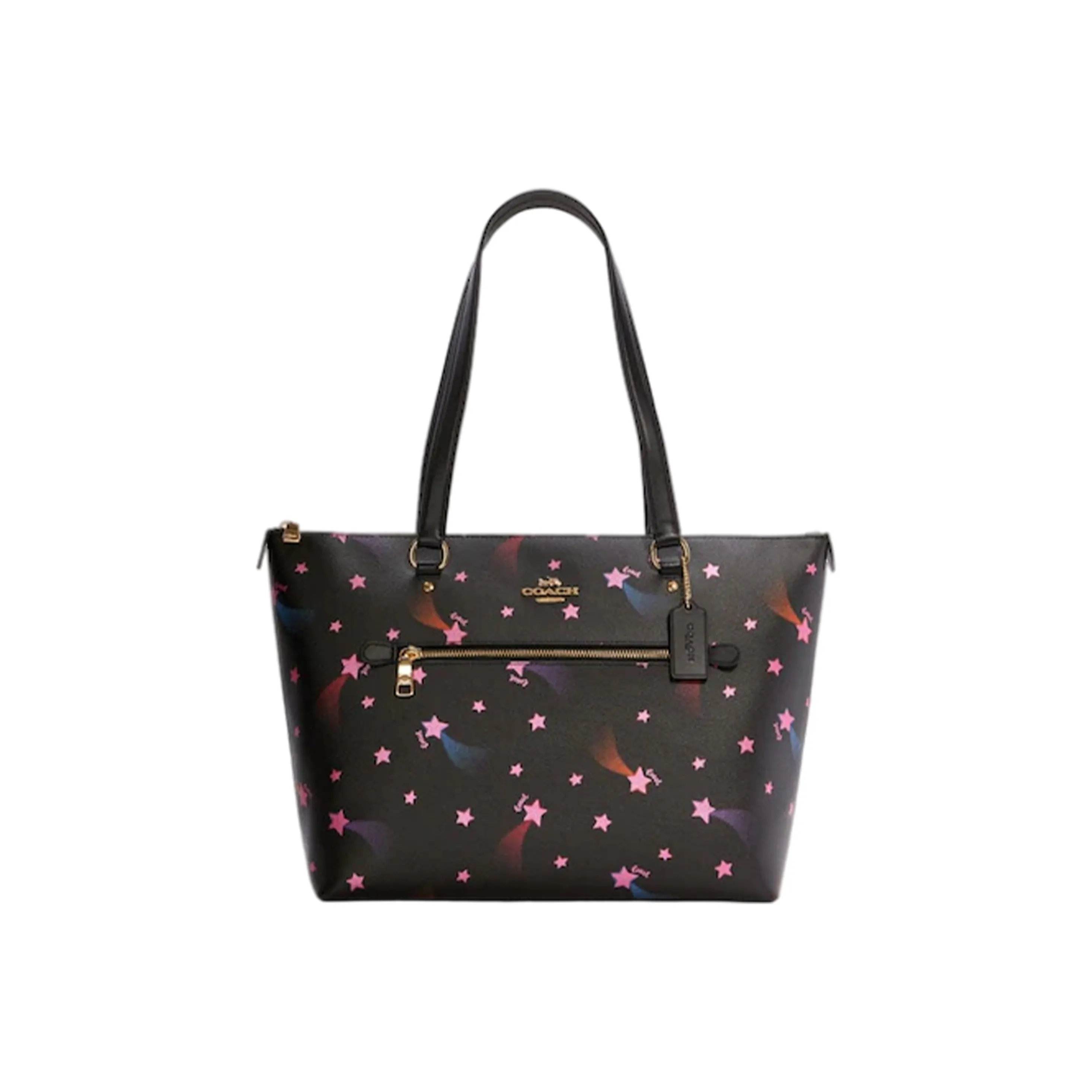 COACH Gallery Coated Canvas With Smooth Leather Tote Bag, Shopping Bag, Shoulder Bag Tubas Women's Black