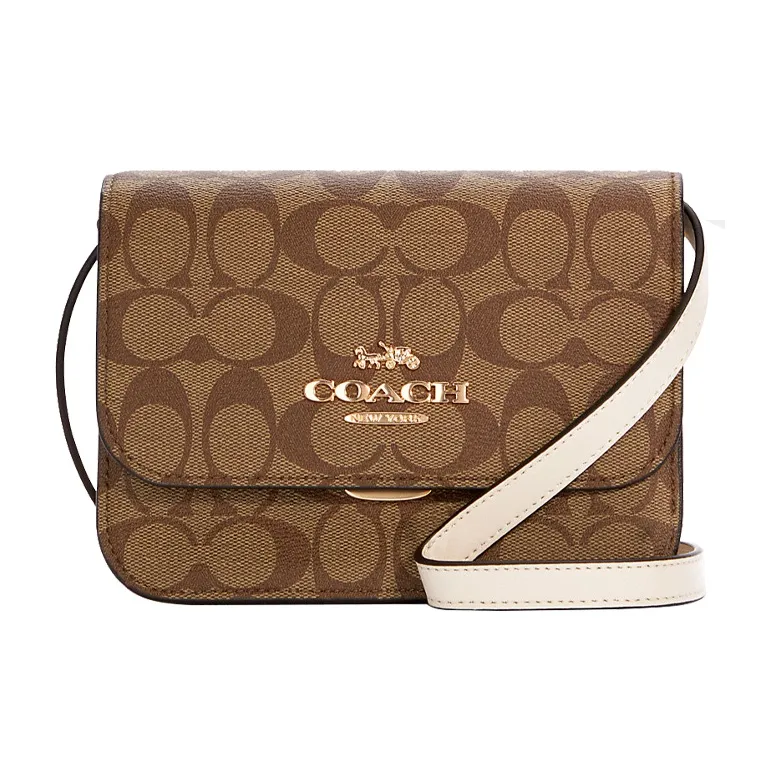 COACH Brynn Canvas With Leather Small Square Bag Shoulder Bag Crossbody Bag Small Size Women's Brown
