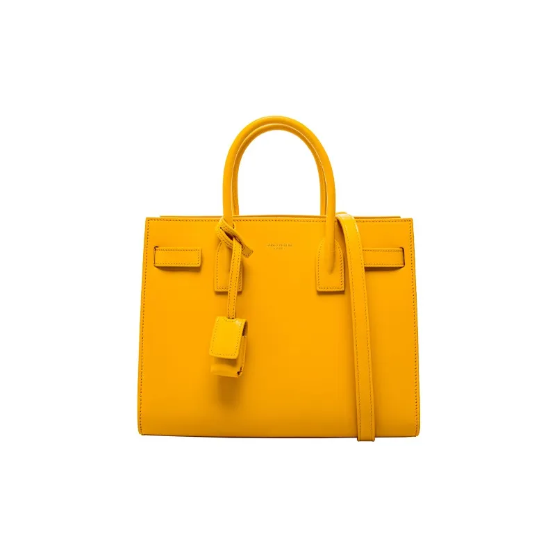 SAINT LAURENT Smooth Leather Tote Trunk Bag, Crossbody Handbag, Shoulder Bag Regular Women's Yellow