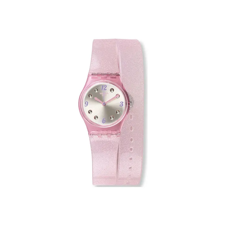 Swatch Quartz Механизм Женские часы 25 мм Розовый циферблат Часы Пластиковый корпус Часы Силиконовый ремешок