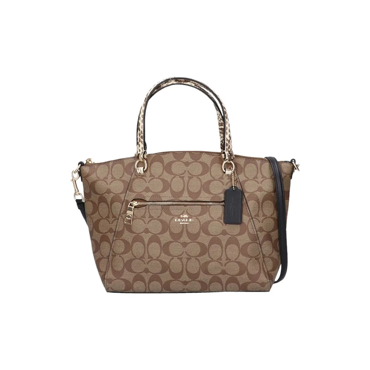 COACH Canvas С кожаными вставками Холщовая сумка Тоут сумка Сумка для покупок Сумка-пельмени Сумка на одно плечо Большая женская коричневая