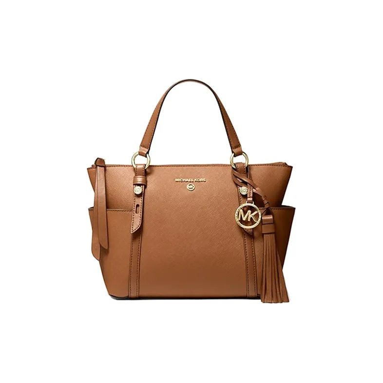 MICHAEL KORS MK Sullivan Leather Shoulder Bag, Crossbody Bag, Handbag Trumpets Women's Brown