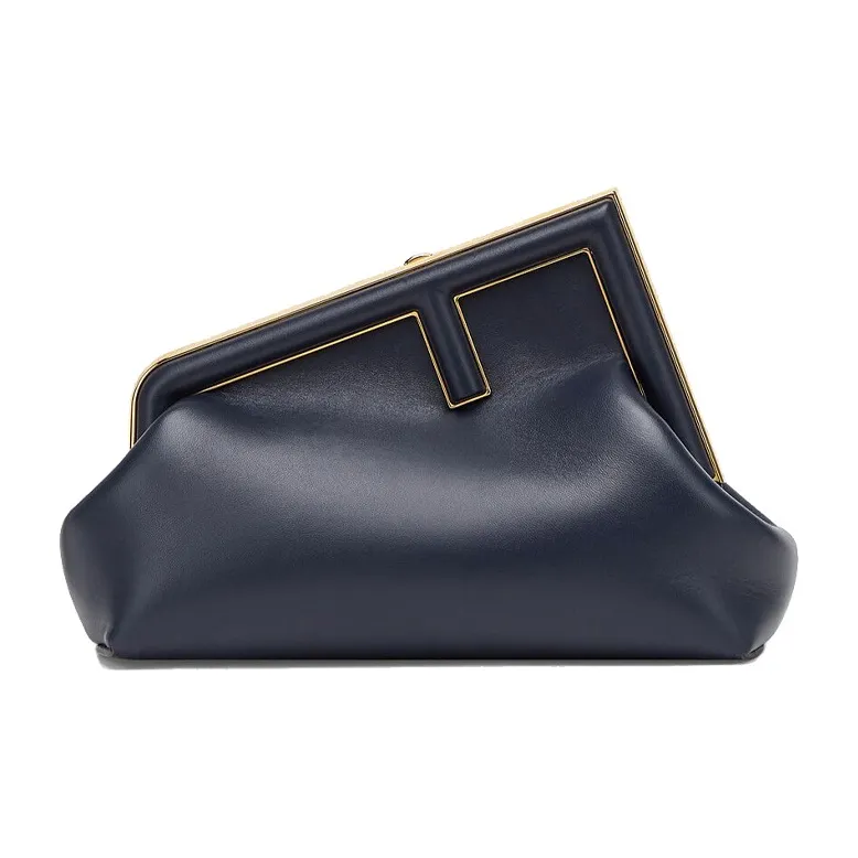 FENDI First Lambskin Handheld Shoulder Bag, Crossbody Bag Women's Dark Blue