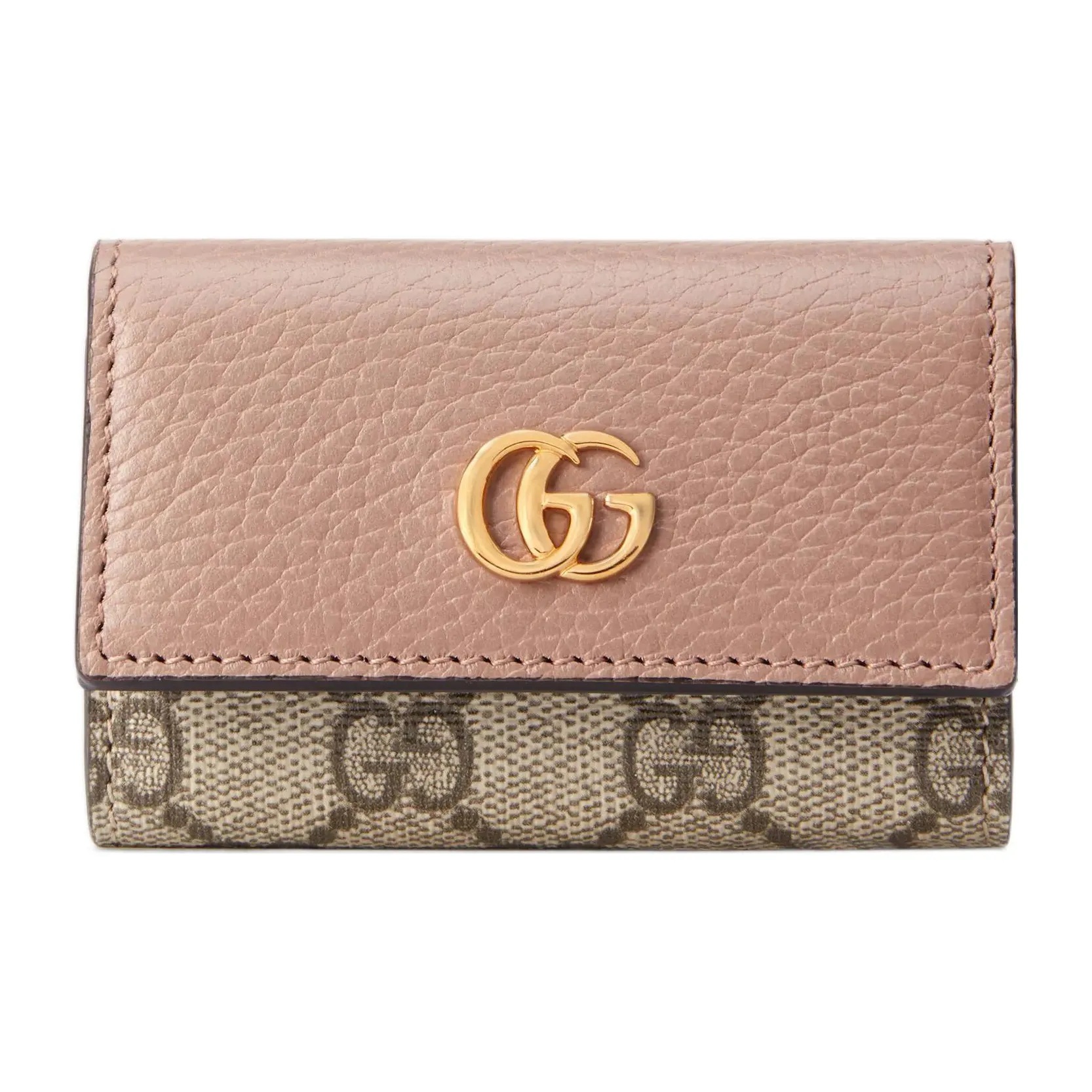 GUCCI Marmont Canvas With Leather Key Pouch Women's Ebony Dark Pink