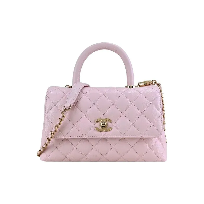 CHANEL Coco Handle Caviar Cow Leather Handbag Trumpets Women's Cherry Blossom Pink
