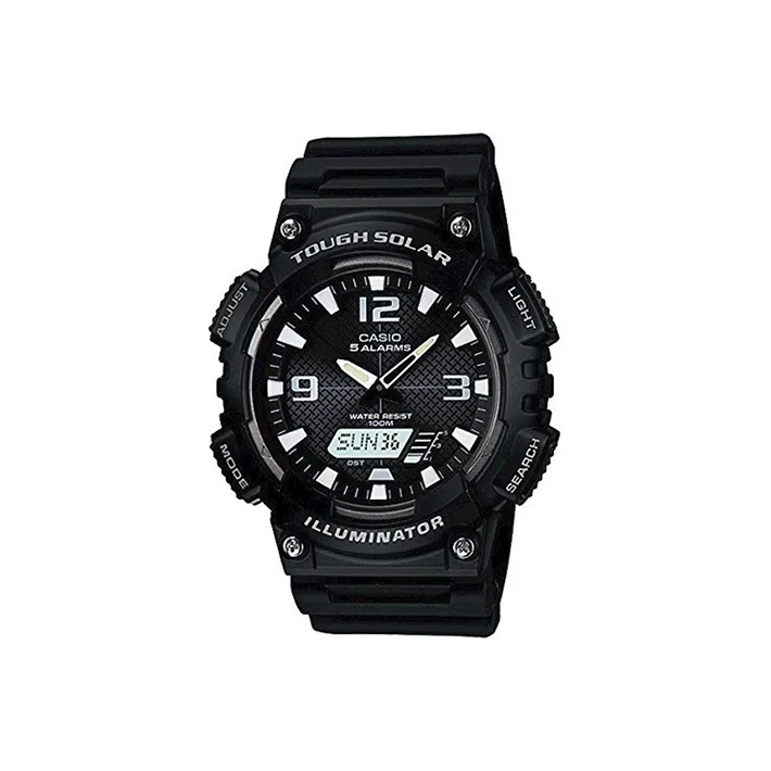 CASIO Standard Series Солнечный Кварцевый Механизм Резиновый Ремешок Часы Мужские Черный Циферблат