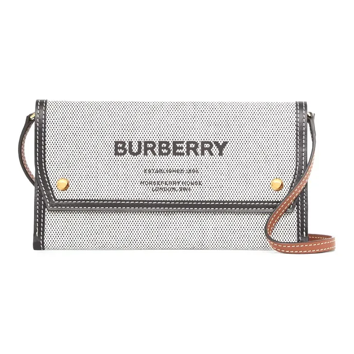 Burberry Horseferry Canvas Cell Phone Case Shoulder Bag Crossbody Bag Clutch Cell Phone Pouch Unisex Gray/Black
