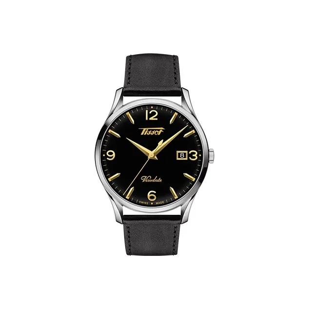 TISSOT Uitenda Series Кварцевый механизм Мужские часы Часы 40 мм Черный циферблат Корпус из нержавеющей стали Кожаный ремешок