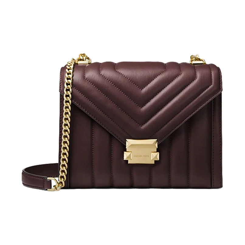 MICHAEL KORS Whitney Sheepskin Envelope Bag Shoulder Bag Crossbody Bag Large Size Women's Dark Burgundy